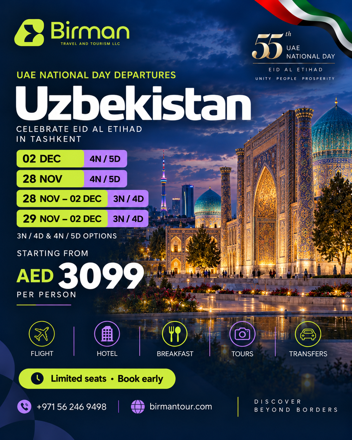 Birman Uzbekistan UAE National Day promotional poster