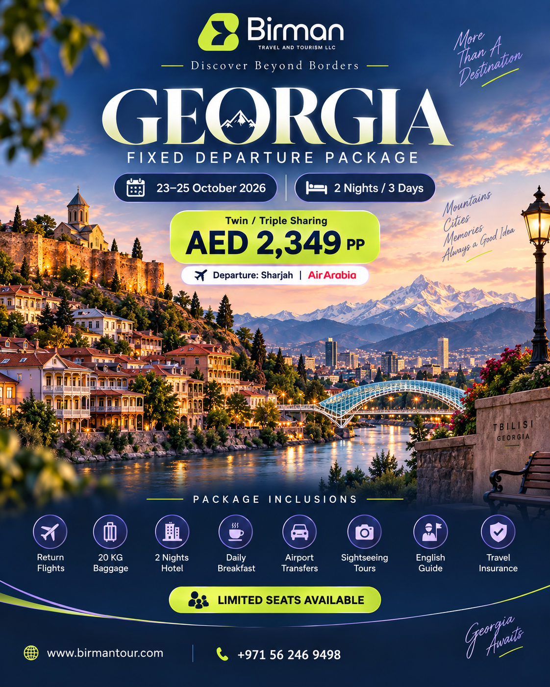 Georgia fixed departure promotional poster, 23–25 October 2026