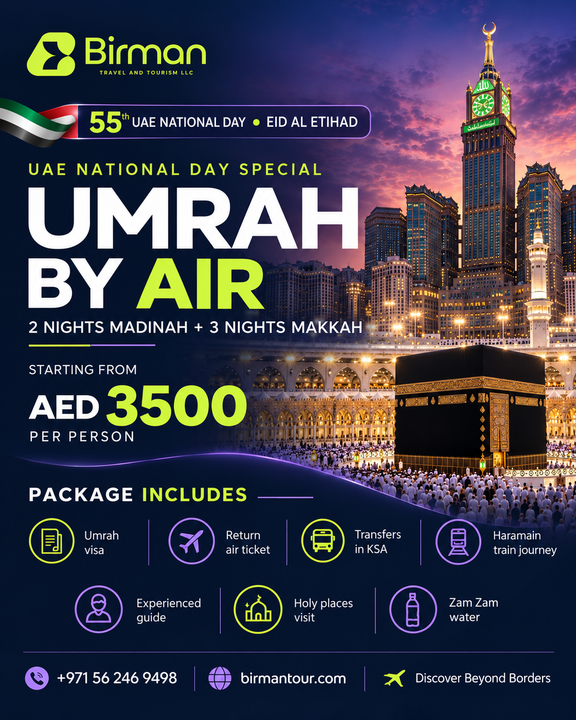 Umrah by Air — National Day Special current Birman offer
