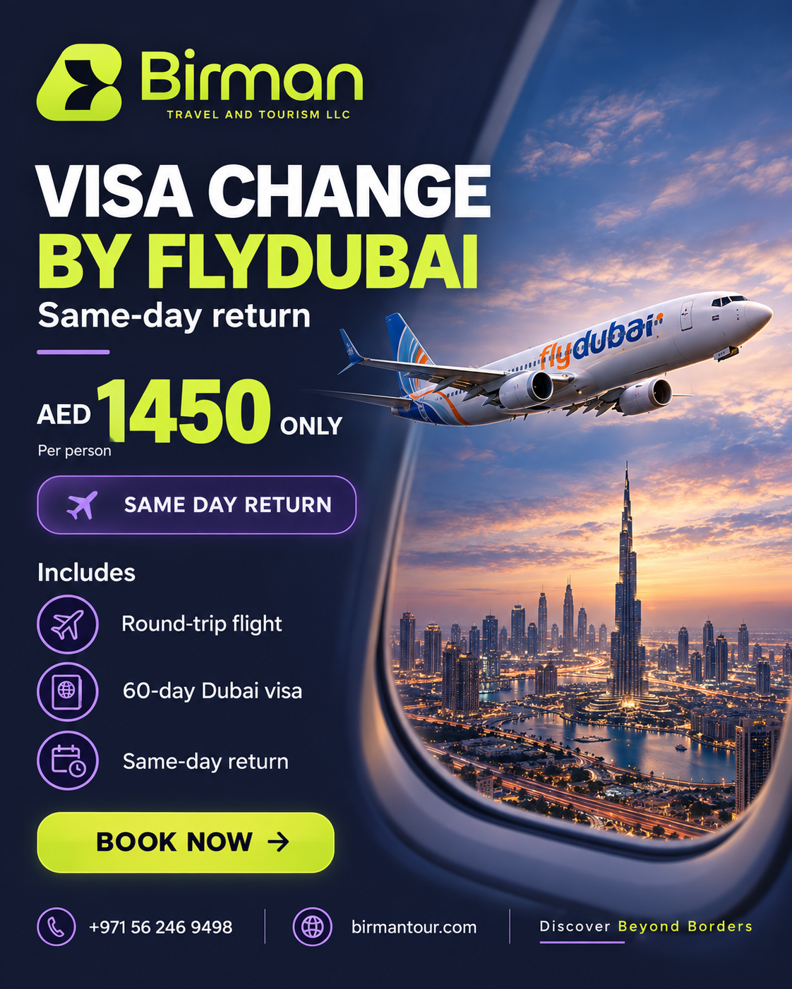 UAE Visa Change Offers package poster by Birman Travel and Tourism